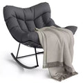 COZONY Outdoor Oversized Papasan Rocking Chair - Sturdy Metal Frame Rattan Egg Rocker, Lounge Chair for Balcony Backyard Porch Bedroom