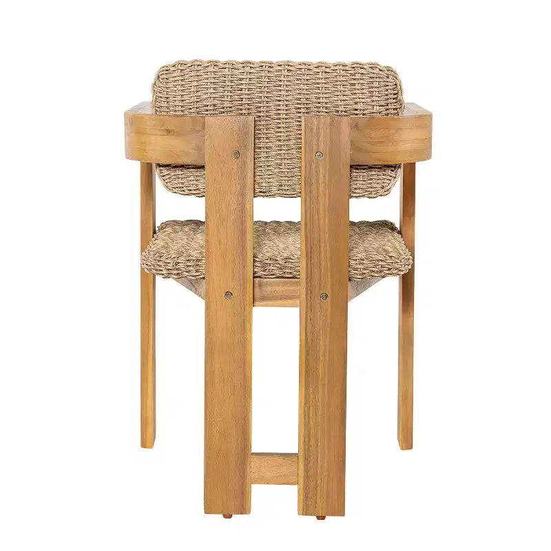 Christopher Knight Home Elowen, sedia da pranzo da esterno rustica in legno di acacia con seduta e schienale in rattan e ferro (set da 2)
