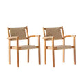 GDFStudio Mircea Outdoor Stackable Eucalyptus Wood and Wicker Dining Chairs (Set of 2)