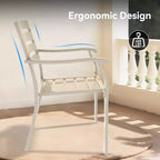 TUYOHW Set di 2 sedie da pranzo in ferro per patio, sedie in metallo per esterni per tutte le stagioni con rivestimento a E antiruggine per cortile, giardino