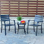 TUYOHW Set di 2 sedie da pranzo in ferro per patio, sedie in metallo per esterni per tutte le stagioni con rivestimento a E antiruggine per cortile, giardino