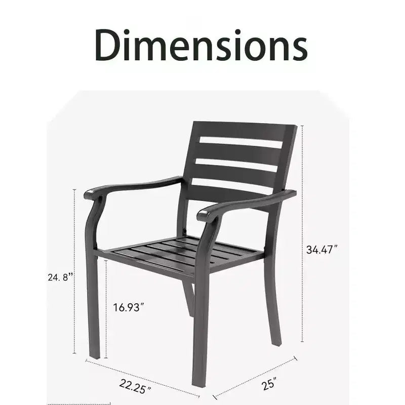 TUYOHW Set di 2 sedie da pranzo in ferro per patio, sedie in metallo per esterni per tutte le stagioni con rivestimento a E antiruggine per cortile, giardino
