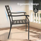 TUYOHW Set di 2 sedie da pranzo in ferro per patio, sedie in metallo per esterni per tutte le stagioni con rivestimento a E antiruggine per cortile, giardino