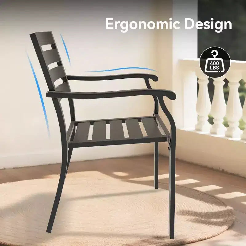 TUYOHW Set di 2 sedie da pranzo in ferro per patio, sedie in metallo per esterni per tutte le stagioni con rivestimento a E antiruggine per cortile, giardino