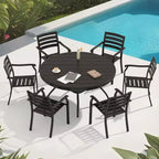 TUYOHW Set di 2 sedie da pranzo in ferro per patio, sedie in metallo per esterni per tutte le stagioni con rivestimento a E antiruggine per cortile, giardino