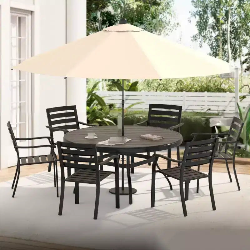 TUYOHW Set di 2 sedie da pranzo in ferro per patio, sedie in metallo per esterni per tutte le stagioni con rivestimento a E antiruggine per cortile, giardino