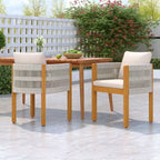 TUYOHW Set di 2 Sedie da Pranzo da Esterno in Legno di Acacia, Sedie da Patio in Corda con Manici e Cuscini Lavabili per Giardino, Portico, Capacità 180 kg