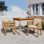 TUYOHW Set di 2 Sedie da Pranzo da Esterno in Legno di Acacia, Sedie da Patio in Corda con Manici e Cuscini Lavabili per Giardino, Portico, Capacità 180 kg