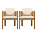 TUYOHW Acacia Wood Outdoor Dining Chairs Set of 2,Patio Chairs Rope with Handles & Washable Cushions for Backyard,Garden,400lb Capacity