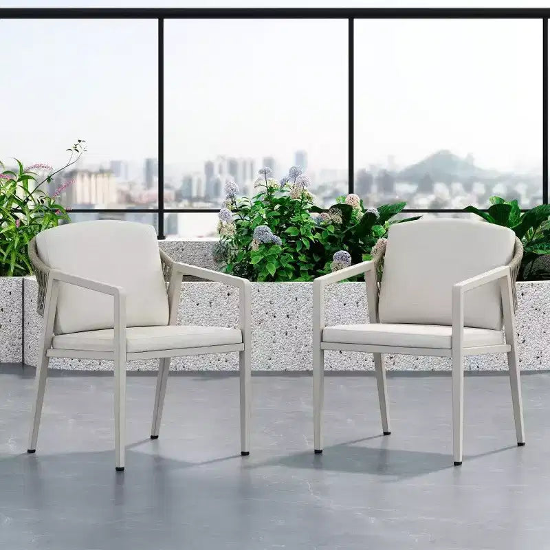 TUYOHW Set di 2 Sedie da Pranzo da Giardino in Vimini, Poltrone da Esterno in Rattan PE Intrecciato con Cuscino, Capacità 120 kg