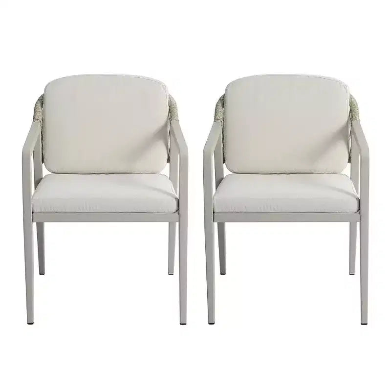 TUYOHW Set di 2 Sedie da Pranzo da Giardino in Vimini, Poltrone da Esterno in Rattan PE Intrecciato con Cuscino, Capacità 120 kg