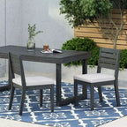 TUYOHW Set di 2 sedie da pranzo da esterno in legno di acacia, sedie da patio senza braccioli con cuscini resistenti all'acqua, capacità 180 kg