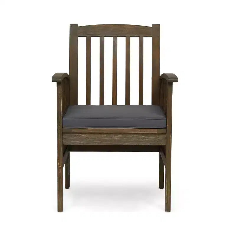TUYOHW Lot de 2 chaises de salle à manger de patio en bois d'acacia, chaises de patio extérieures avec coussins résistants à l'eau pour cour arrière, jardin, bord de piscine