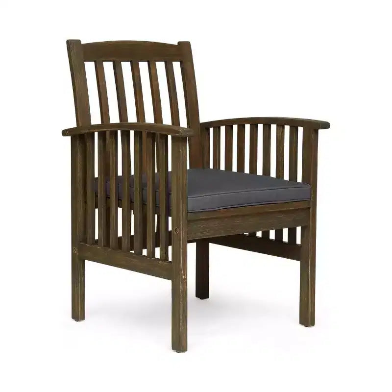 TUYOHW Lot de 2 chaises de salle à manger de patio en bois d'acacia, chaises de patio extérieures avec coussins résistants à l'eau pour cour arrière, jardin, bord de piscine
