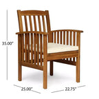 TUYOHW Lot de 2 chaises de salle à manger de patio en bois d'acacia, chaises de patio extérieures avec coussins résistants à l'eau pour cour arrière, jardin, bord de piscine
