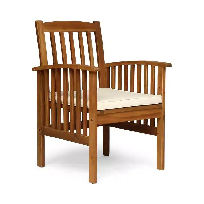 TUYOHW Lot de 2 chaises de salle à manger de patio en bois d'acacia, chaises de patio extérieures avec coussins résistants à l'eau pour cour arrière, jardin, bord de piscine