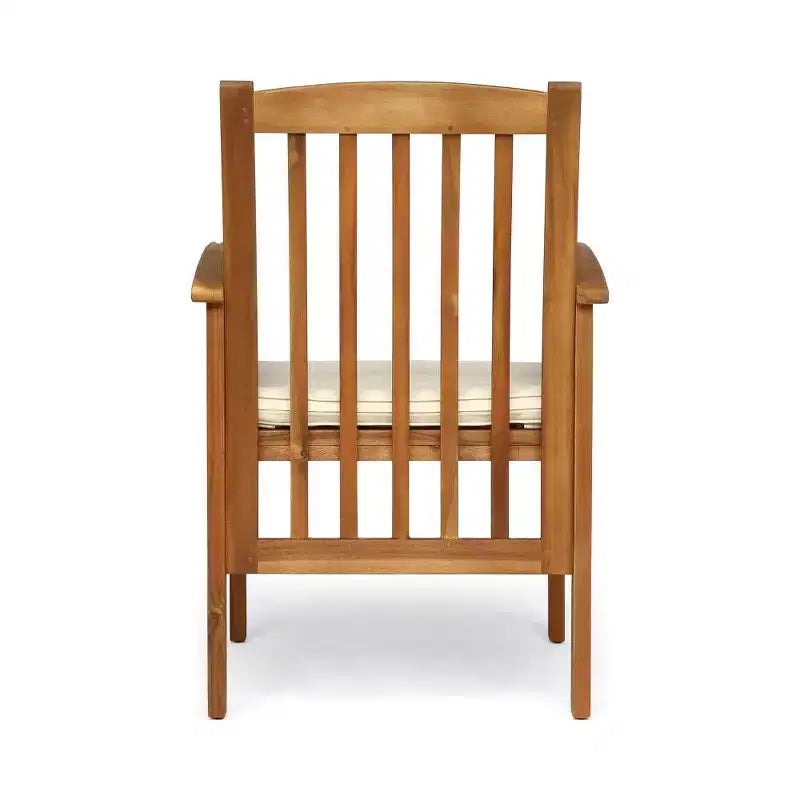 TUYOHW Lot de 2 chaises de salle à manger de patio en bois d'acacia, chaises de patio extérieures avec coussins résistants à l'eau pour cour arrière, jardin, bord de piscine