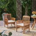 TUYOHW Lot de 2 chaises de salle à manger de patio en bois d'acacia, chaises de patio extérieures avec coussins résistants à l'eau pour cour arrière, jardin, bord de piscine