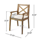 TUYOHW Set di 2 Sedie da Pranzo da Esterno in Legno di Acacia, Sedie da Giardino con Cuscini Resistenti all'Acqua per Cortile, Giardino, Bordo Piscina