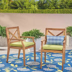 TUYOHW Set di 2 Sedie da Pranzo da Esterno in Legno di Acacia, Sedie da Giardino con Cuscini Resistenti all'Acqua per Cortile, Giardino, Bordo Piscina