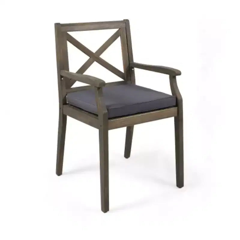 TUYOHW Set di 2 Sedie da Pranzo da Esterno in Legno di Acacia, Sedie da Giardino con Cuscini Resistenti all'Acqua per Cortile, Giardino, Bordo Piscina