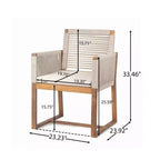 TUYOHW Set di 2 Sedie da Pranzo da Esterno in Legno di Acacia, Poltroncine da Patio con Schienale in Corda e Cuscini Lavabili, Capacità 180 kg, Marrone Chiaro