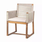 TUYOHW Set di 2 Sedie da Pranzo da Esterno in Legno di Acacia, Poltroncine da Patio con Schienale in Corda e Cuscini Lavabili, Capacità 180 kg, Marrone Chiaro