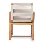 TUYOHW Set di 2 Sedie da Pranzo da Esterno in Legno di Acacia, Poltroncine da Patio con Schienale in Corda e Cuscini Lavabili, Capacità 180 kg, Marrone Chiaro