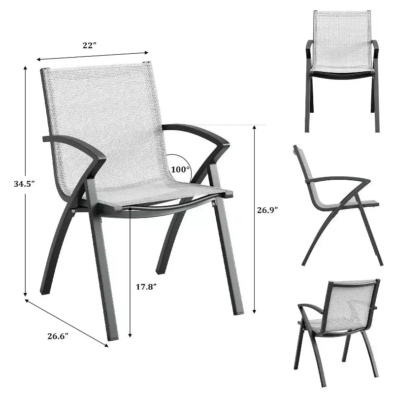 COZONY Sedie da pranzo da esterno in alluminio, Sedie da patio in Textilene a rapida asciugatura, Sedute ergonomiche resistenti alle intemperie e alla ruggine per uso a bordo piscina e commerciale