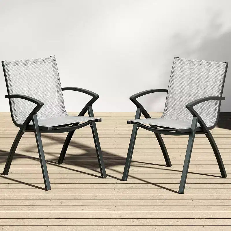 COZONY Sedie da pranzo da esterno in alluminio, Sedie da patio in Textilene a rapida asciugatura, Sedute ergonomiche resistenti alle intemperie e alla ruggine per uso a bordo piscina e commerciale