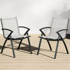 COZONY Sedie da pranzo da esterno in alluminio, Sedie da patio in Textilene a rapida asciugatura, Sedute ergonomiche resistenti alle intemperie e alla ruggine per uso a bordo piscina e commerciale