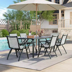COZONY Sedie da pranzo da esterno in alluminio, Sedie da patio in Textilene a rapida asciugatura, Sedute ergonomiche resistenti alle intemperie e alla ruggine per uso a bordo piscina e commerciale