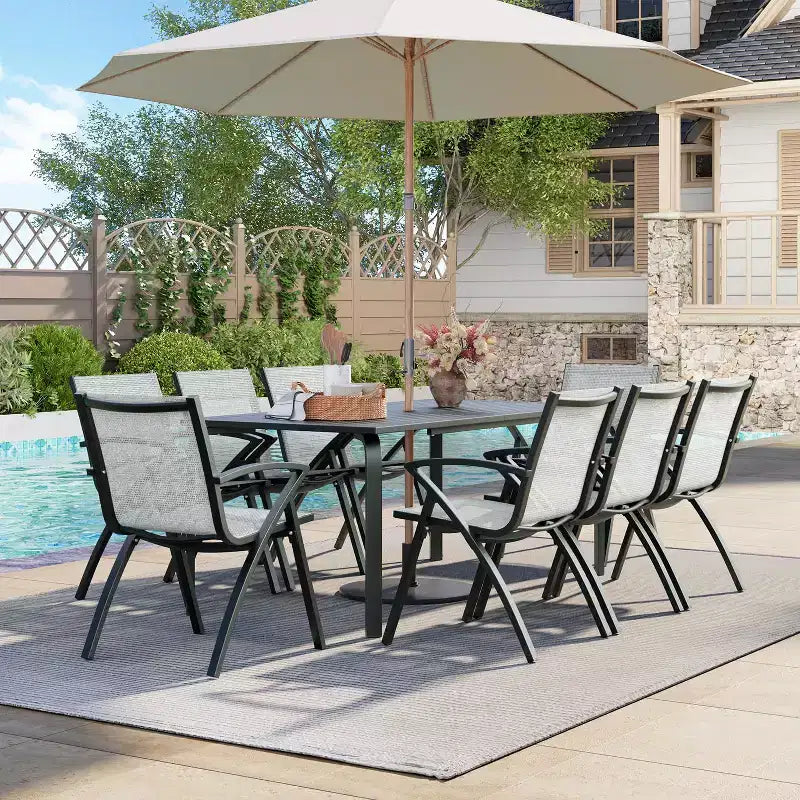 COZONY Sedie da pranzo da esterno in alluminio, Sedie da patio in Textilene a rapida asciugatura, Sedute ergonomiche resistenti alle intemperie e alla ruggine per uso a bordo piscina e commerciale