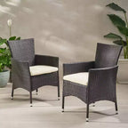 TUYOHW Sedie da pranzo da esterno set da 2, Sedie da pranzo da patio in vimini rattan con cuscini seduta resistenti all'acqua, Sedie da patio per cortile, balcone