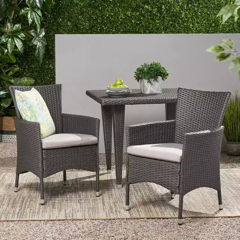TUYOHW Sedie da pranzo da esterno set da 2, Sedie da pranzo da patio in vimini rattan con cuscini seduta resistenti all'acqua, Sedie da patio per cortile, balcone
