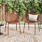 Set di 2 sedie da pranzo impilabili per esterni TUYOHW, sedie da pranzo da giardino con schienale intagliato, sedie da patio per cortile, balcone, capacità 136 kg