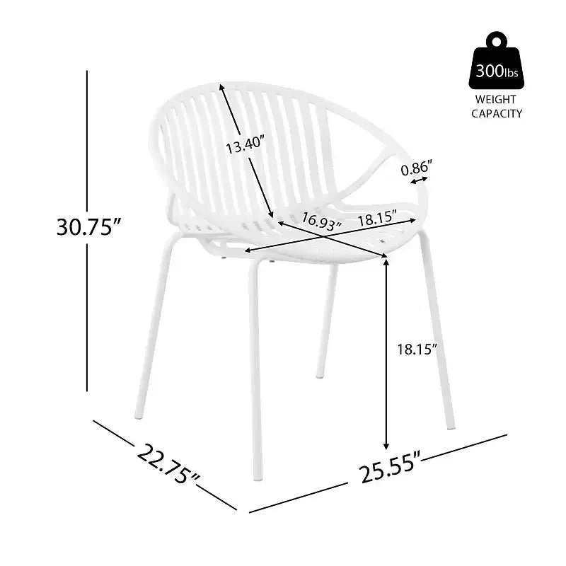 Set di 2 sedie da pranzo impilabili per esterni TUYOHW, sedie da pranzo da giardino con schienale intagliato, sedie da patio per cortile, balcone, capacità 136 kg