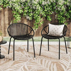 Set di 2 sedie da pranzo impilabili per esterni TUYOHW, sedie da pranzo da giardino con schienale intagliato, sedie da patio per cortile, balcone, capacità 136 kg