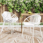 Set di 2 sedie da pranzo impilabili per esterni TUYOHW, sedie da pranzo da giardino con schienale intagliato, sedie da patio per cortile, balcone, capacità 136 kg