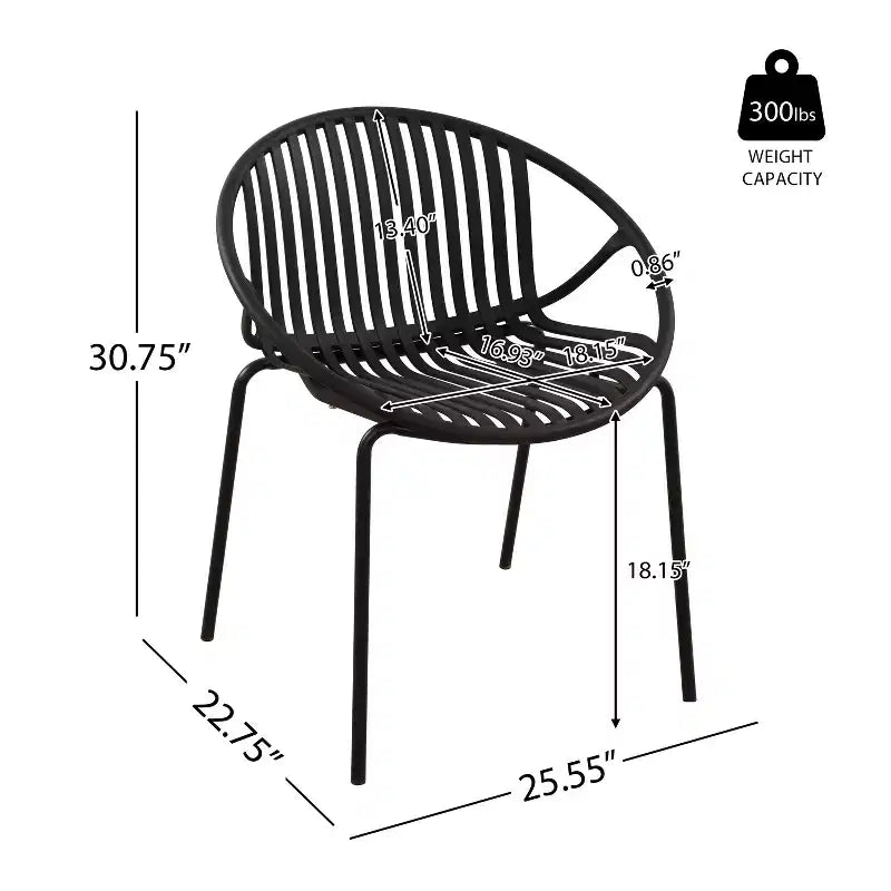 Set di 2 sedie da pranzo impilabili per esterni TUYOHW, sedie da pranzo da giardino con schienale intagliato, sedie da patio per cortile, balcone, capacità 136 kg