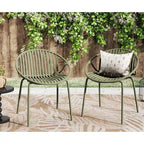 Set di 2 sedie da pranzo impilabili per esterni TUYOHW, sedie da pranzo da giardino con schienale intagliato, sedie da patio per cortile, balcone, capacità 136 kg