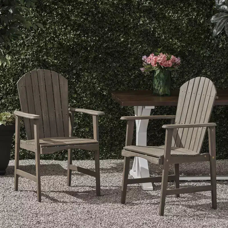 TUYOHW Sedie da Esterno per Sala da Pranzo Set da 2, Sedie da Pranzo da Giardino in Legno di Acacia con Seduta a Doghe, Sedie da Giardino Resistenti alle Intemperie per Cortile, Balcone