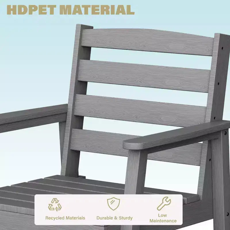 TUYOHW Sedia da Esterno, Set da 1, Sedia da Pranzo Singola Oversize per Patio, Sedia da Giardino in HDPE per Cortile e Balcone, Resistente allo Sbiadimento ed Ecologica