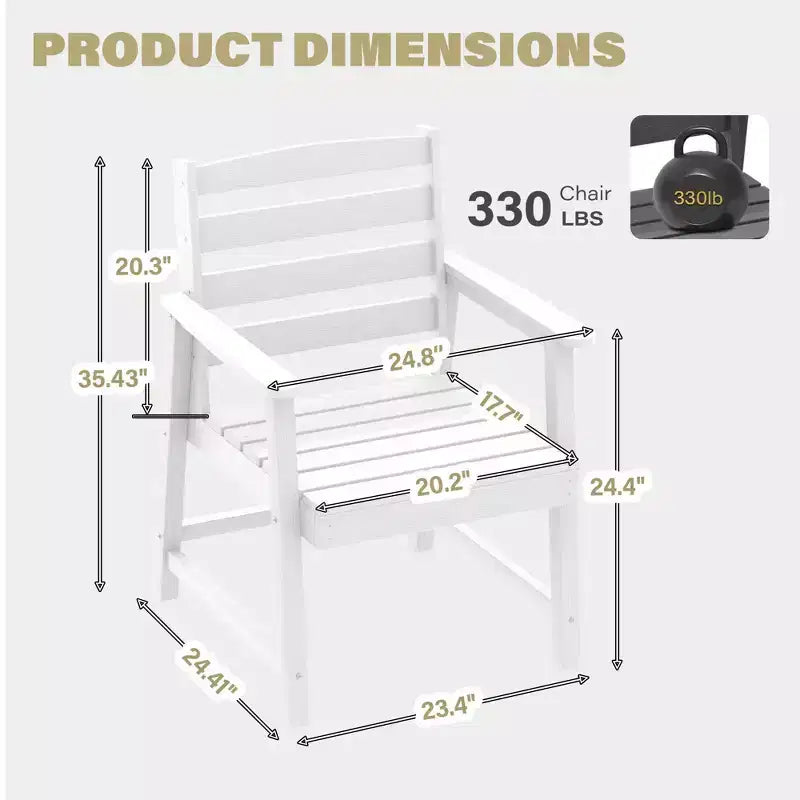 TUYOHW Sedia da Esterno, Set da 1, Sedia da Pranzo Singola Oversize per Patio, Sedia da Giardino in HDPE per Cortile e Balcone, Resistente allo Sbiadimento ed Ecologica