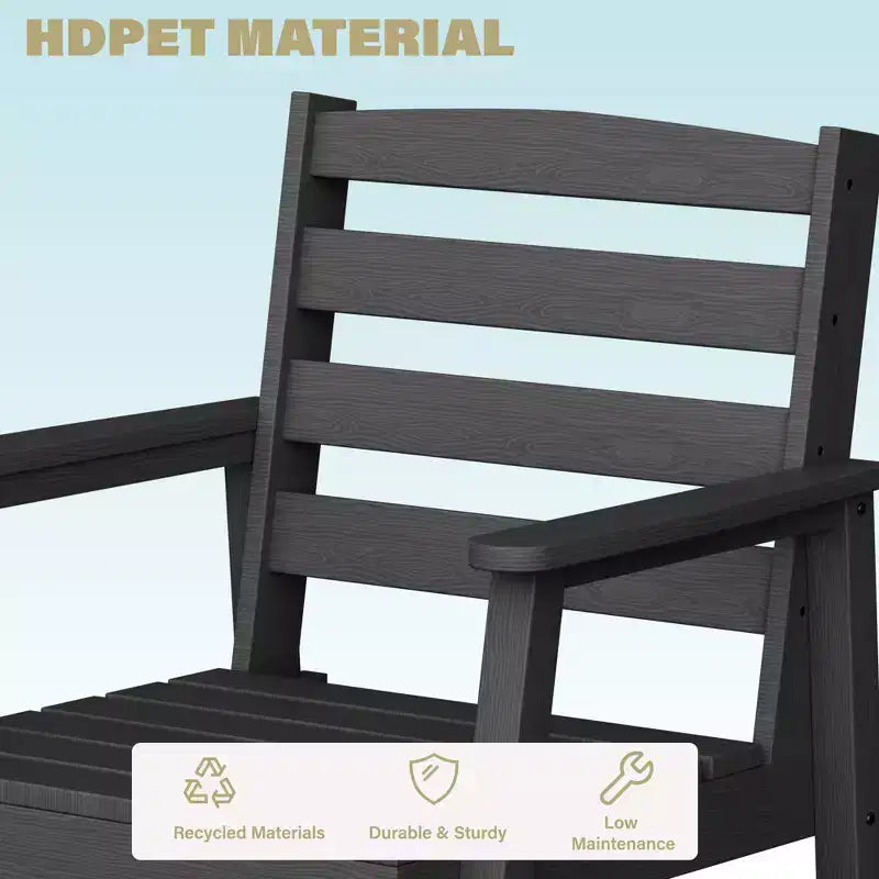 TUYOHW Sedia da Esterno, Set da 1, Sedia da Pranzo Singola Oversize per Patio, Sedia da Giardino in HDPE per Cortile e Balcone, Resistente allo Sbiadimento ed Ecologica