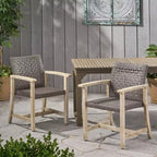 TUYOHW Set di 2 Sedie da Pranzo da Esterno con Struttura in Legno di Acacia, Sedie da Pranzo da Esterno in Rattan, Sedie da Giardino per Patio, Balcone, Capacità di 180 kg