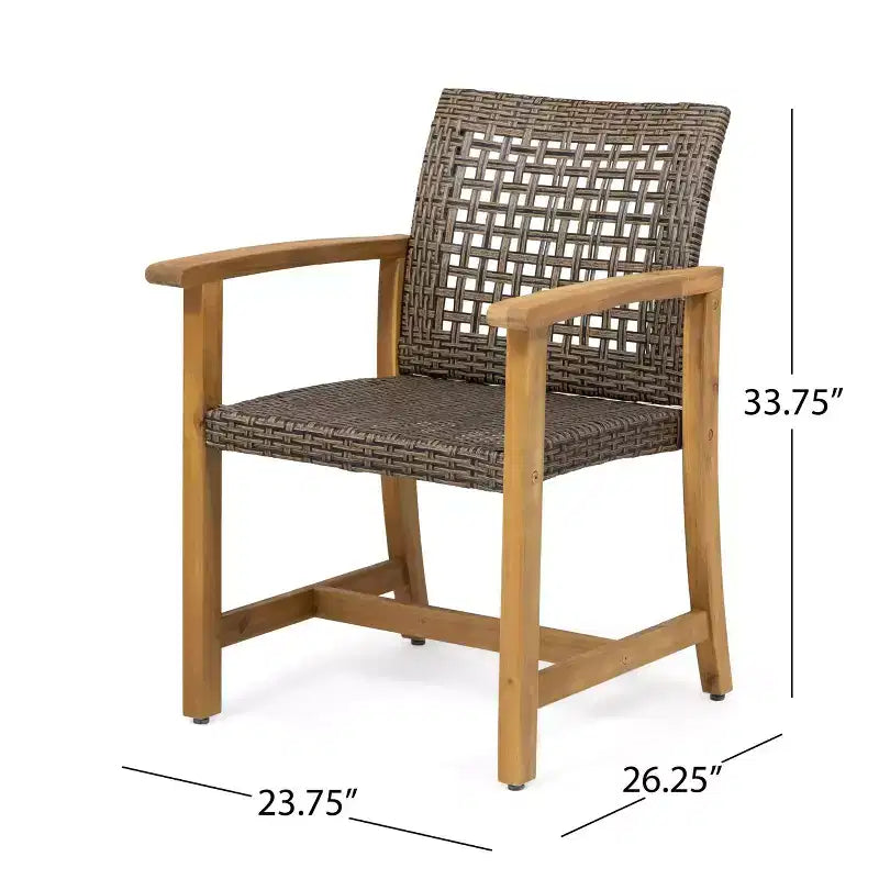TUYOHW Set di 2 Sedie da Pranzo da Esterno con Struttura in Legno di Acacia, Sedie da Pranzo da Esterno in Rattan, Sedie da Giardino per Patio, Balcone, Capacità di 180 kg