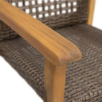 TUYOHW Set di 2 Sedie da Pranzo da Esterno con Struttura in Legno di Acacia, Sedie da Pranzo da Esterno in Rattan, Sedie da Giardino per Patio, Balcone, Capacità di 180 kg