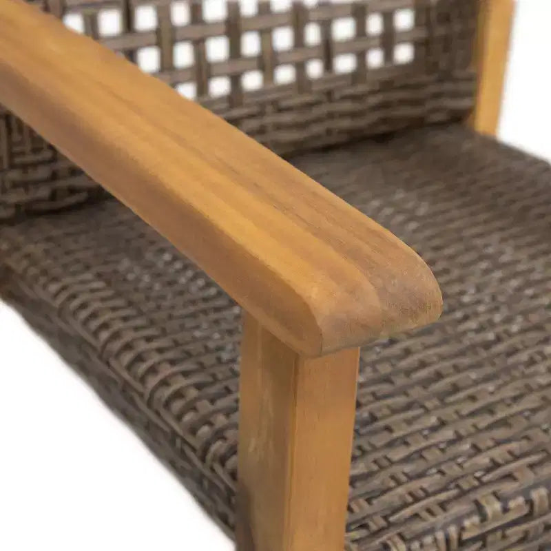 TUYOHW Set di 2 Sedie da Pranzo da Esterno con Struttura in Legno di Acacia, Sedie da Pranzo da Esterno in Rattan, Sedie da Giardino per Patio, Balcone, Capacità di 180 kg