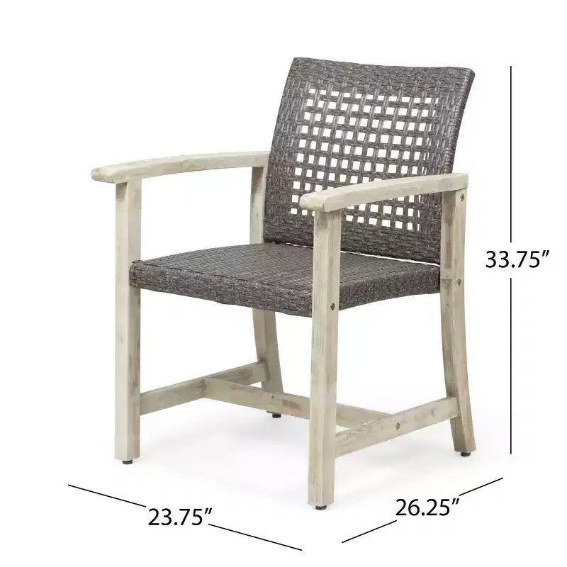 TUYOHW Set di 2 Sedie da Pranzo da Esterno con Struttura in Legno di Acacia, Sedie da Pranzo da Esterno in Rattan, Sedie da Giardino per Patio, Balcone, Capacità di 180 kg